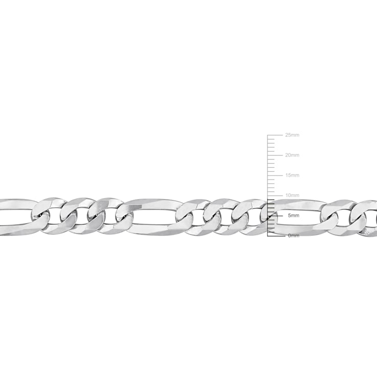 8.9mm Flat Figaro Chain Bracelet in Sterling Silver, 9 in