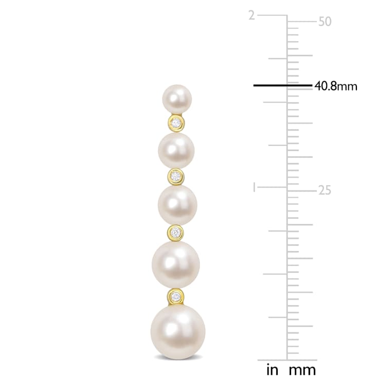 Cultured Pearl and 1/4 CT TGW White Topaz Earrings in 14K Yellow Gold
Over Sterling Silver