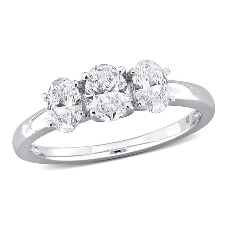 1 CT TW Lab-Grown Diamond 3-Stone Ring in 14K White Gold