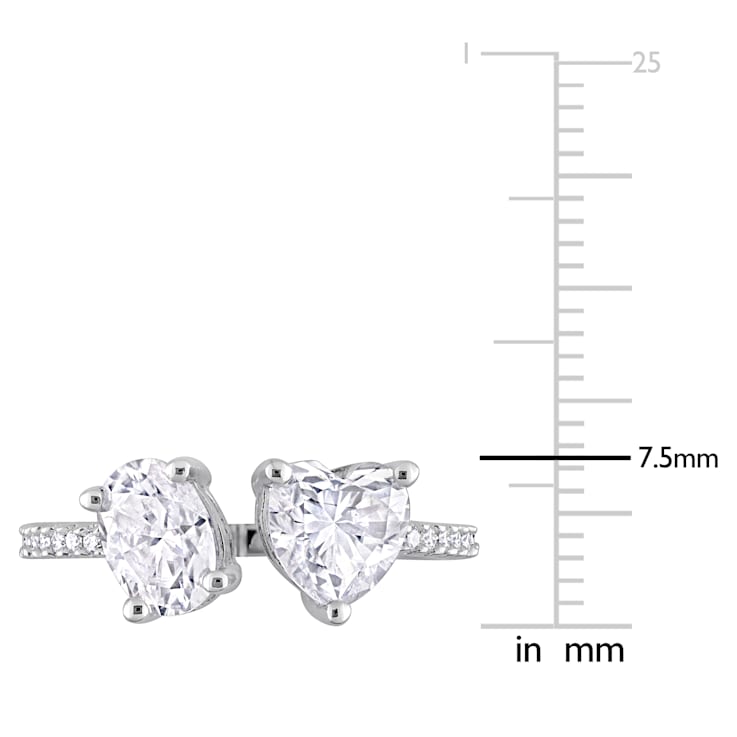 2 1/8 CT TGW Created Moissanite 2-Stone Ring in Sterling Silver