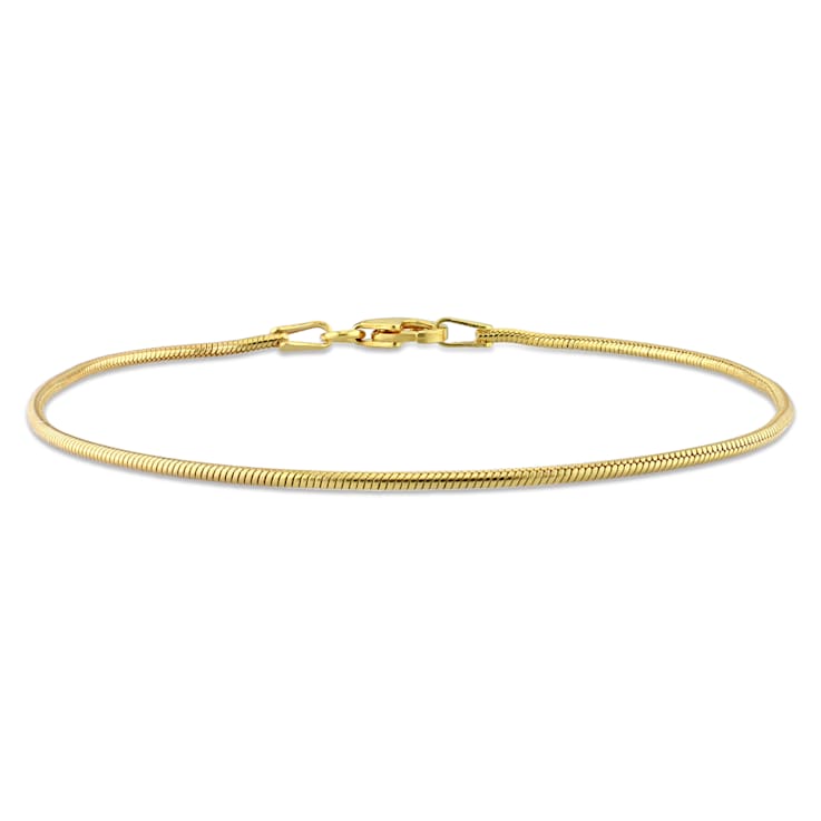 1.2MM Snake Chain Bracelet in 18K Yellow Gold Over Sterling