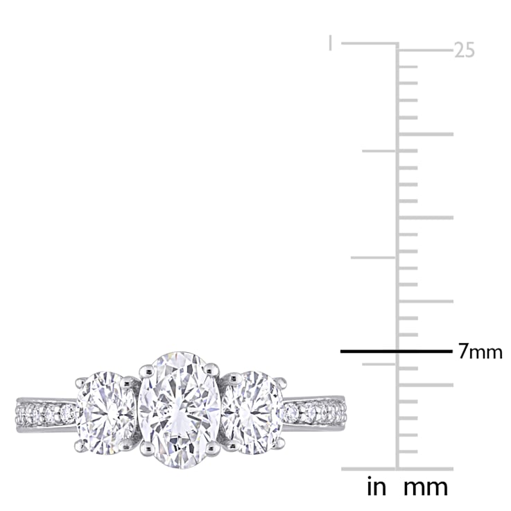 1-4/5 CT DEW Created Moissanite 3-Stone Engagement Ring in 10K White Gold