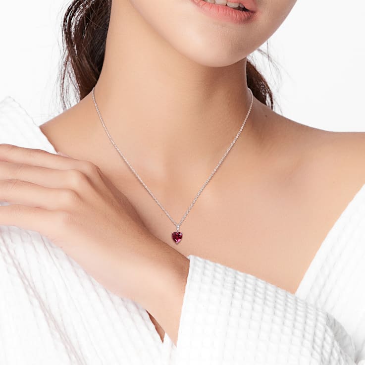 2 4/5 CT TGW Created Ruby Solitaire Pendant with Chain in Sterling Silver