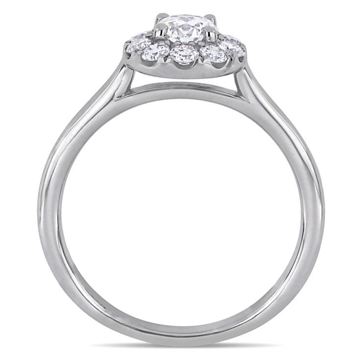 3/4 CT TGW Lab Grown Diamond Halo Engagement Ring in 14K White Gold