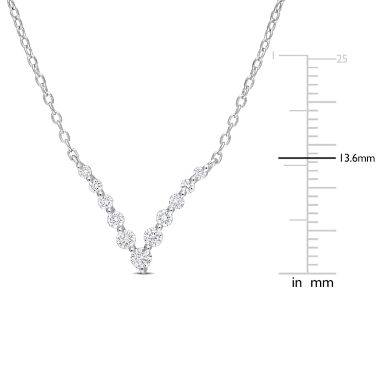 1/3 CT TGW Lab Grown Diamond "V" Necklace in Platinum Plated
Sterling Silver