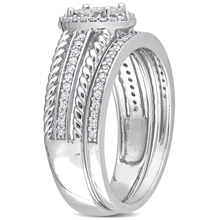 1/3 CT TW Diamond Oval Bridal Ring Set in Sterling Silver