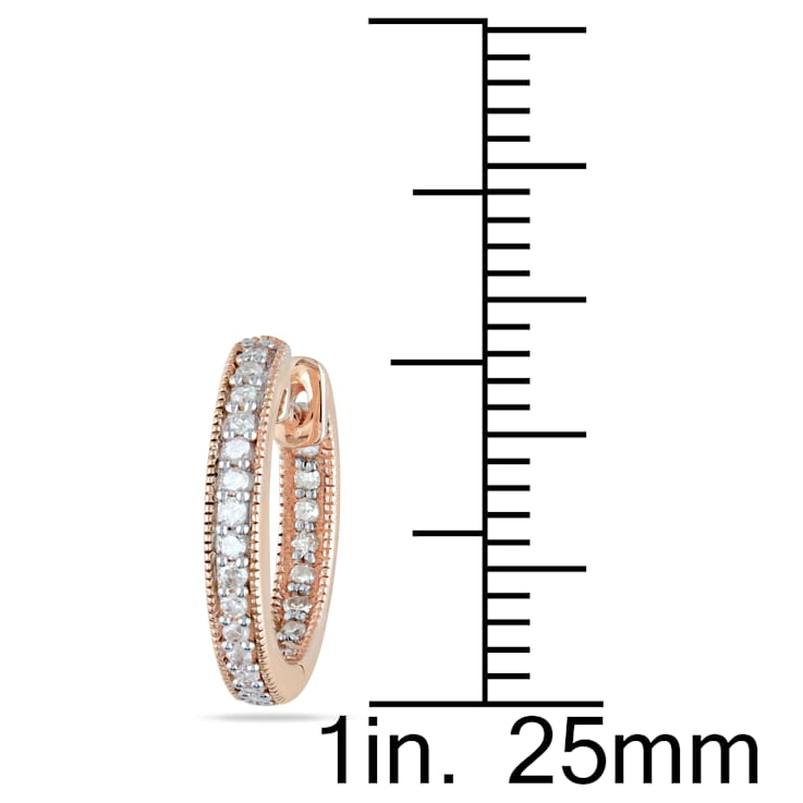 1/4 CT TW Inside Outside Diamond Hoop Earrings in 14k  Rose Gold