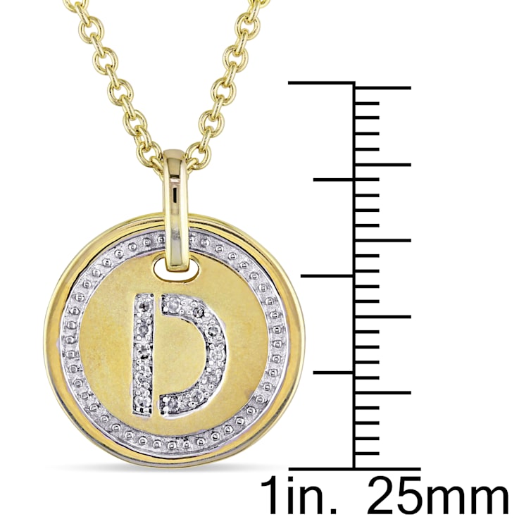 Diamond "D" Initial Pendant with Chain in 18K Yellow Gold Over
Sterling Silver