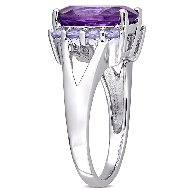 4 3/5 CT TGW Amethyst and Tanzanite Split Shank Ring in Sterling Silver