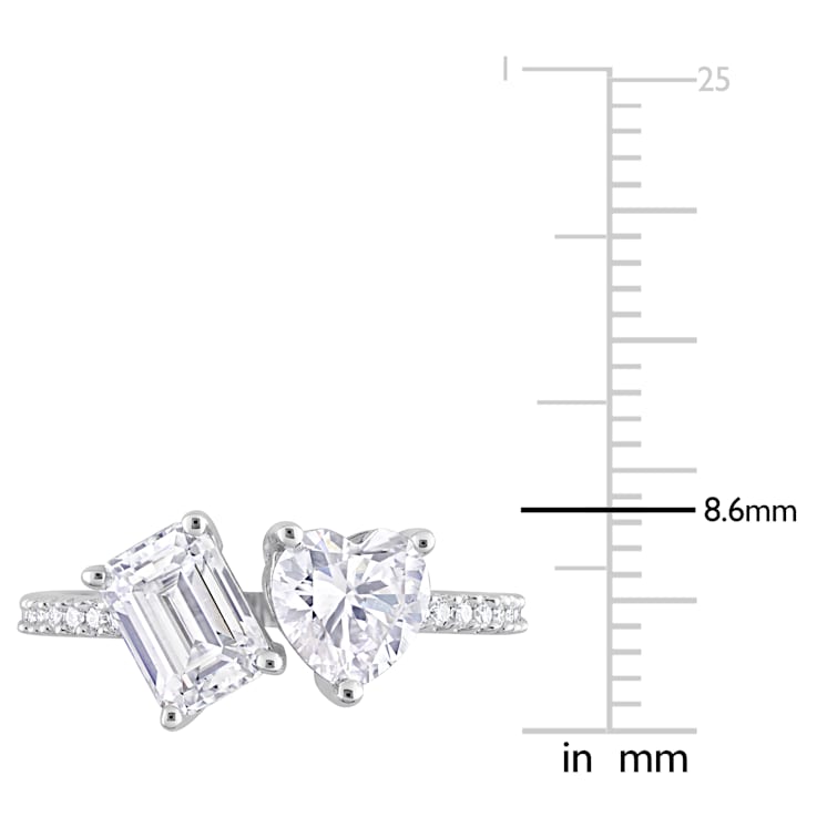 2 1/8 CT TGW Created Moissanite 2-Stone Ring in Sterling Silver