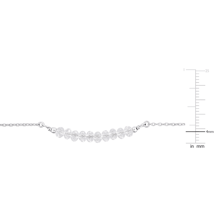 3/4 CT TGW White Topaz Bead Bar Bracelet in Sterling Silver