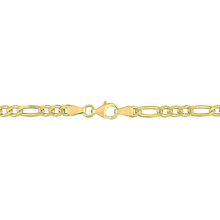 3.8MM Figaro Chain Bracelet in 18K Yellow Gold Over Sterling Silver