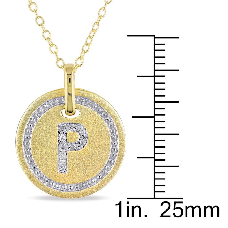 Diamond Accent P-Initial Circle Halo Pendant with Chain in 18K Yellow
Gold Over Sterling Silver