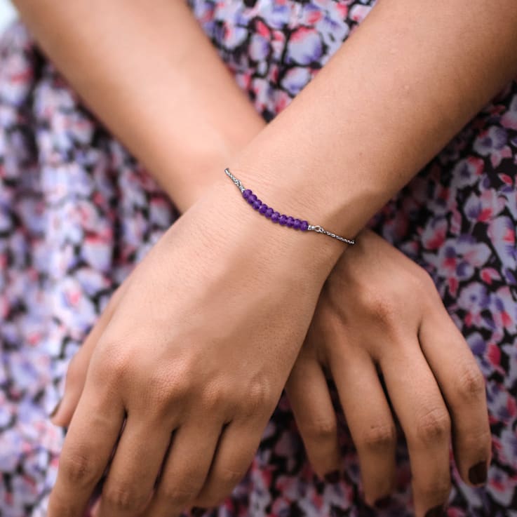1 1/2 CT TGW Amethyst Bead Bracelet in Sterling Silver
