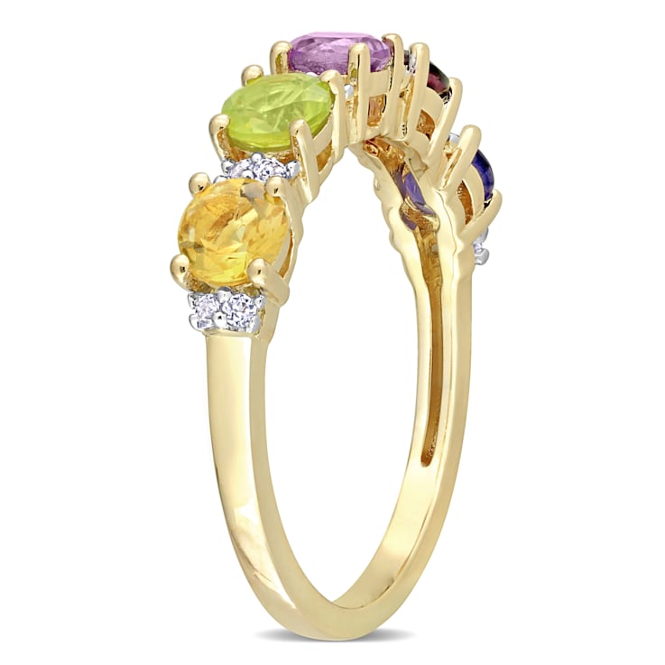 1 2/5 CTW Multi-Gemstone Anniversary Band Ring in Yellow Gold Plated
Sterling Silver