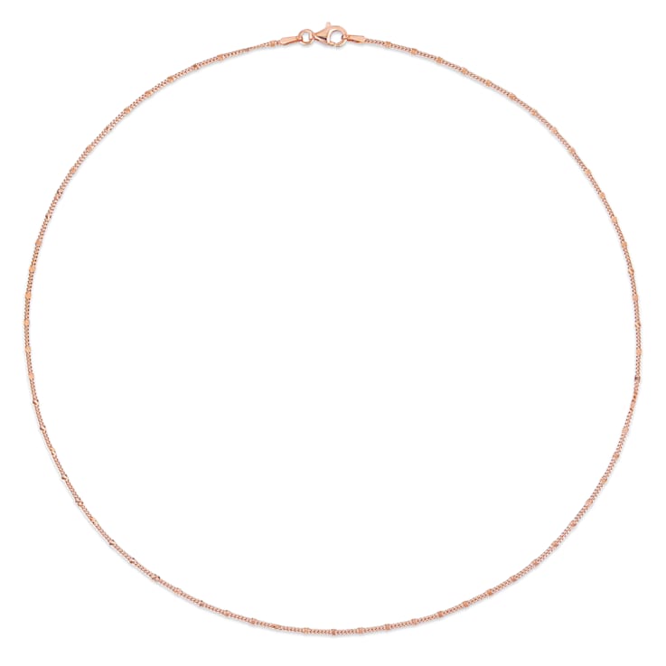 Fancy Curb Link Necklace in Rose Plated Sterling Silver