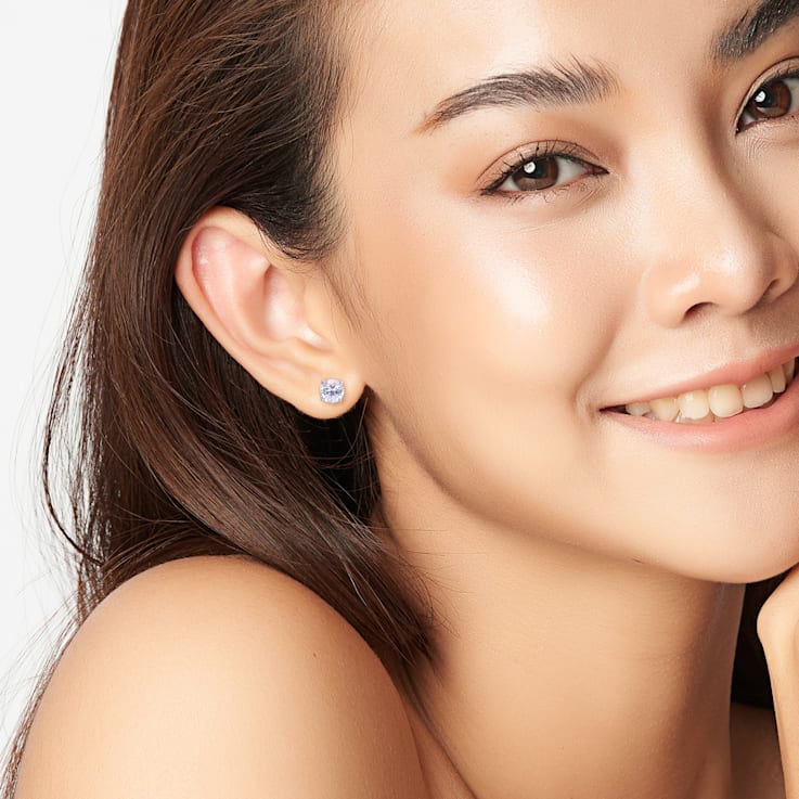 3 1/4 CT TGW Created White Sapphire Stud Earrings in Sterling Silver