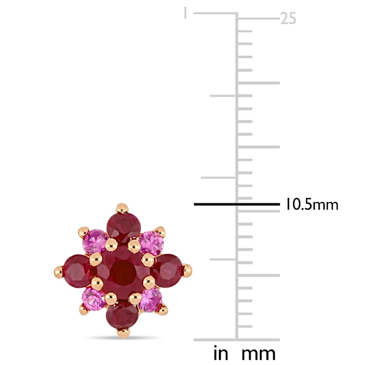 1 3/4 CT TGW Ruby and Pink Sapphire Clustered Star Stud Earrings in 14K
Rose Gold