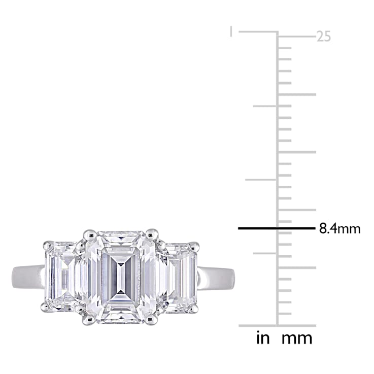 2-3/4 CT DEW Created Moissanite 3-Stone Engagement Ring in 10K White Gold