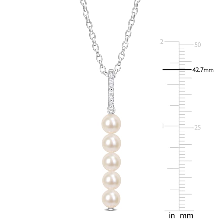 4.5-5MM Freshwater Cultured Pearl and 1/5 CT TGW Topaz Pendant with
Chain in Sterling Silver