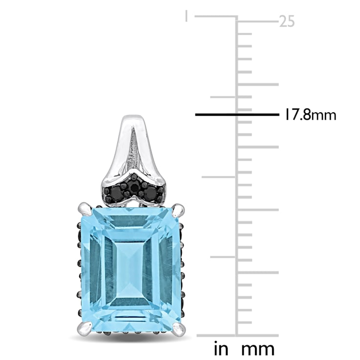 8 5/8 CT TGW Sky Blue Topaz and Black Sapphire Earrings in Sterling Silver