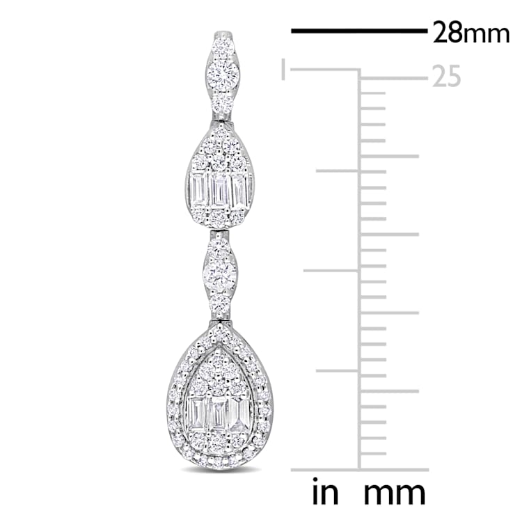 7/8 CT TW Diamond Drop Earrings in 14K White Gold