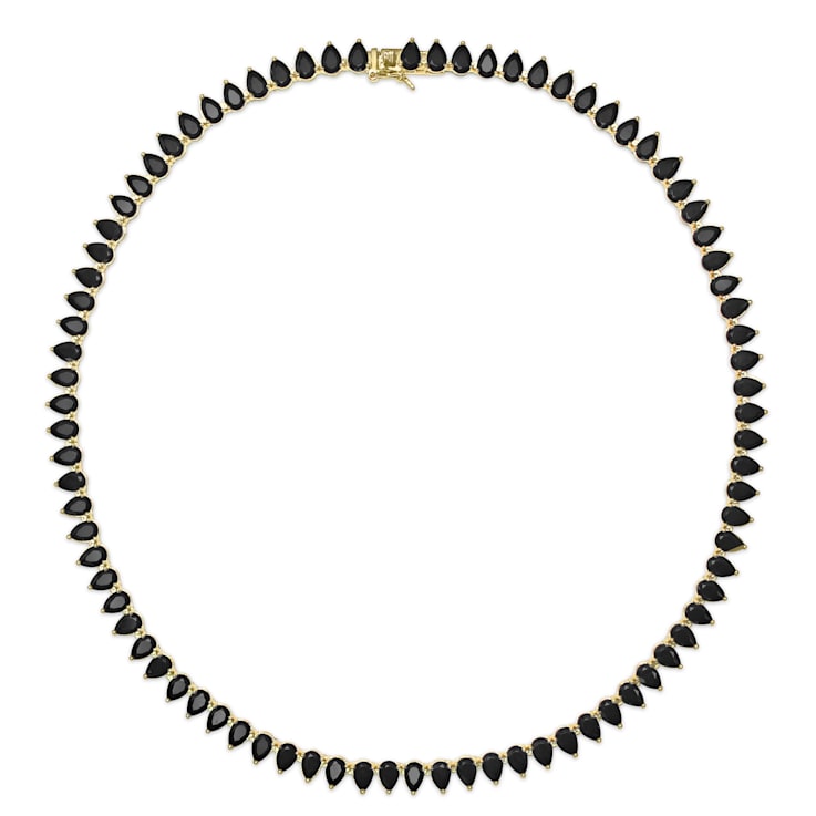50 1 2 CT TGW Created Black Spinel Tennis Necklace in Yellow