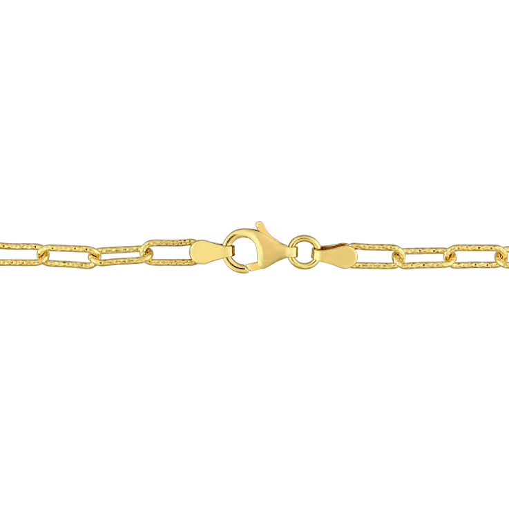 3.5MM Fancy Paperclip Chain Bracelet in 18K Yellow Gold Over Sterling Silver