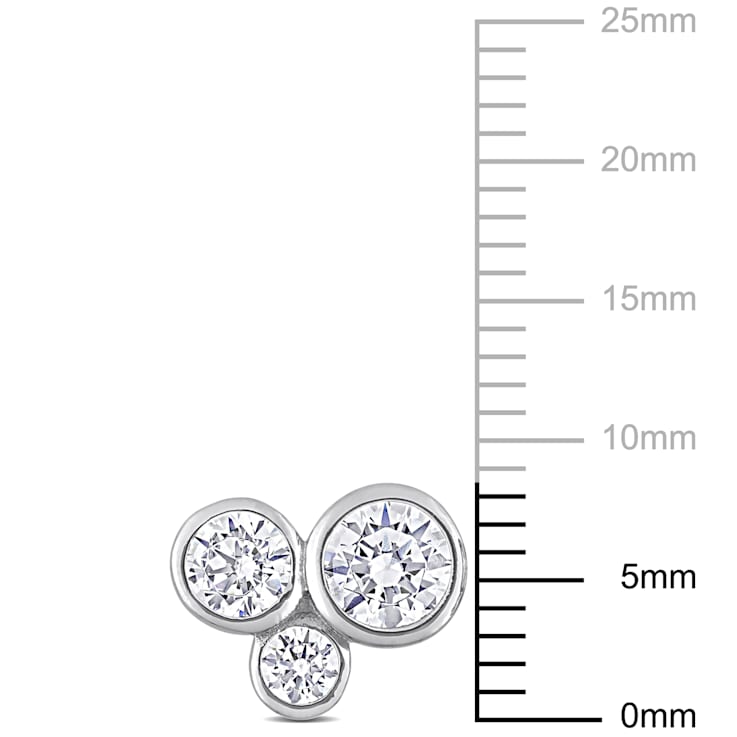 2 3/4 CT TGW Cubic Zirconia 3-Stone Earrings in Sterling Silver