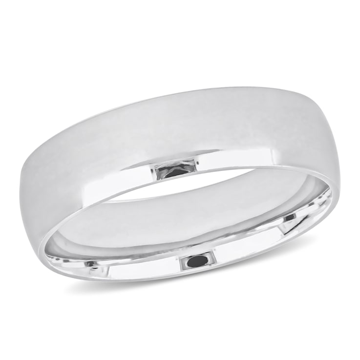 Men's 6mm Polished Finish Wedding Band in 14K White Gold