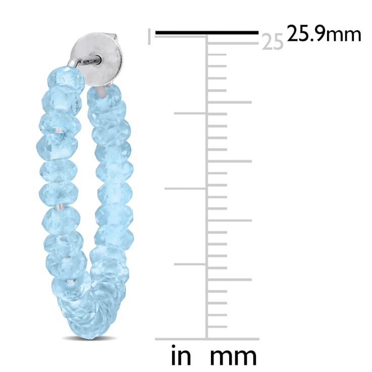 2 7/8ctw Sky Blue Topaz Beaded Hoop Earrings in Sterling Silver