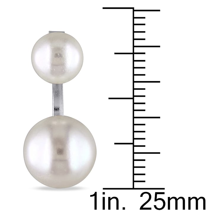 7-10.5 MM Freshwater Cultured Pearl Earrings with Jackets in Sterling Silver