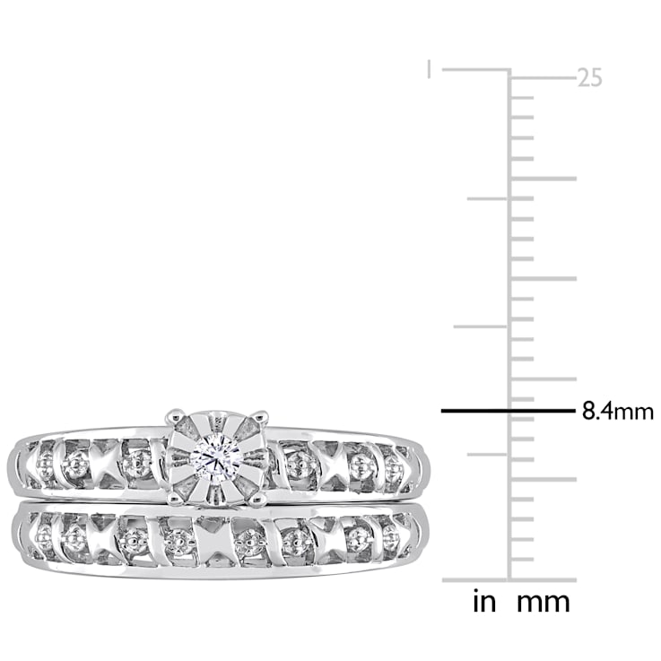 Diamond Bridal Set in Sterling Silver