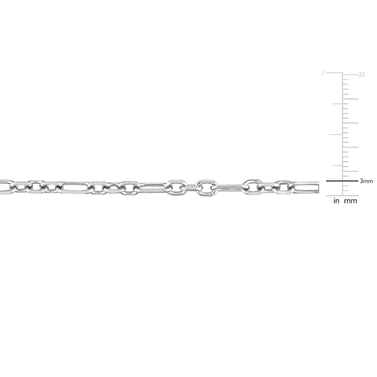 3MM Diamond Cut Figaro Chain Necklace in Sterling Silver