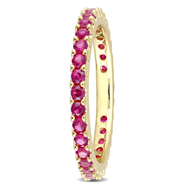 1 5/8 CT TGW Created Ruby Eternity Ring in 10K Yellow Gold