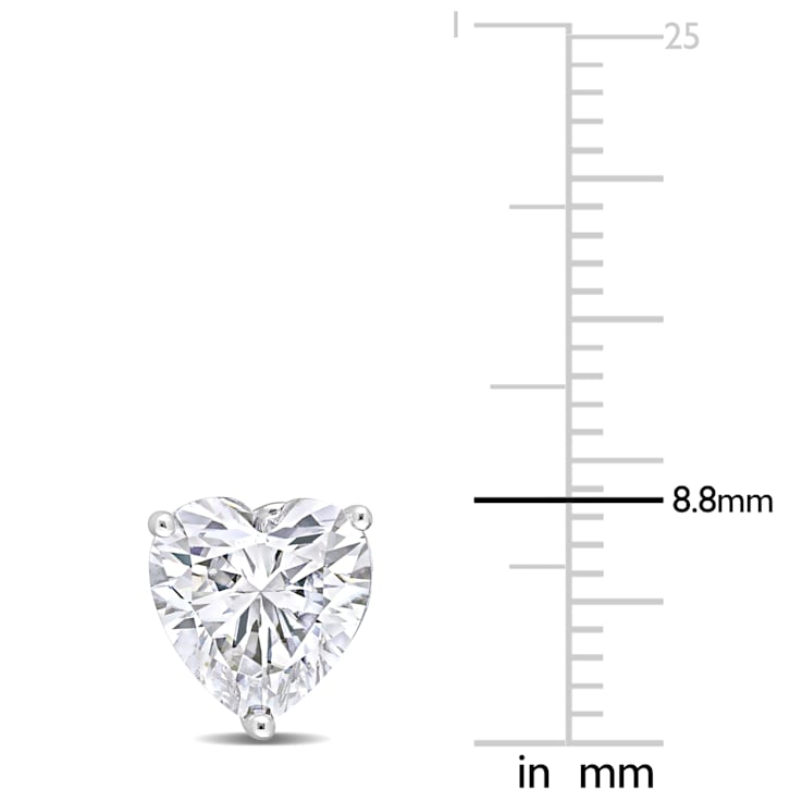 4 1/2 CT TGW Heart Created White Sapphire Stud Earrings in Sterling Silver