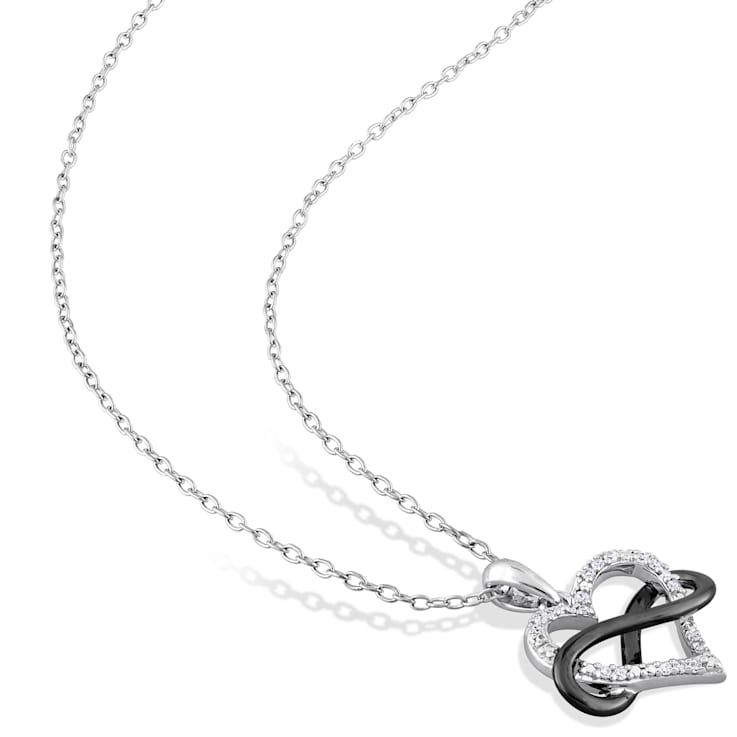 1/10 CT TW Diamond Heart Infinity Pendant with Chain in Sterling Silver
with Black Rhodium