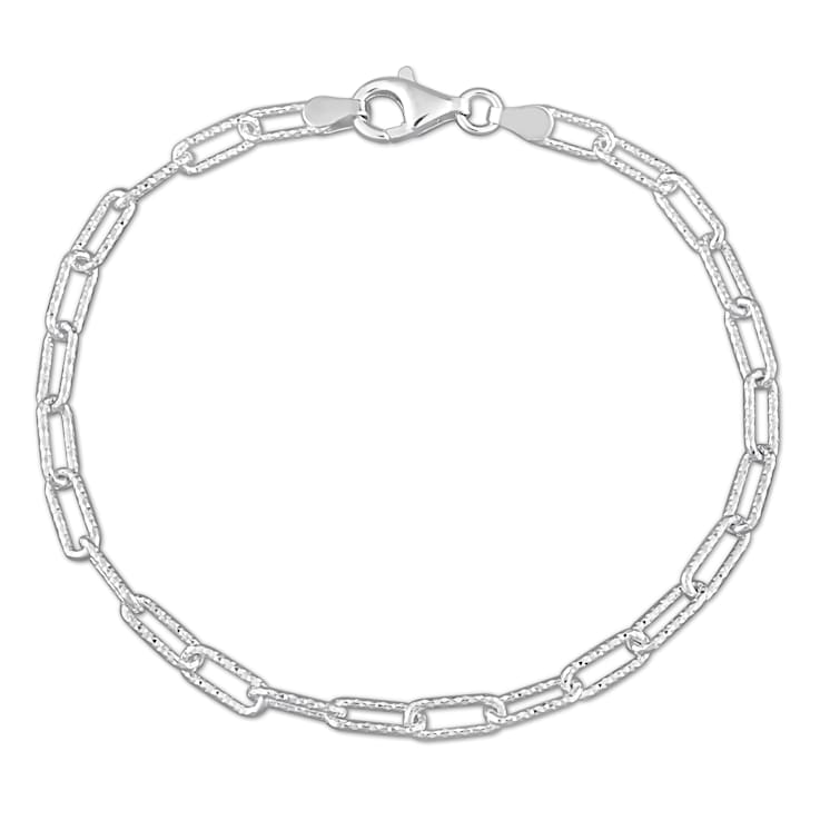 3.5MM Fancy Paperclip Chain Bracelet in Sterling Silver