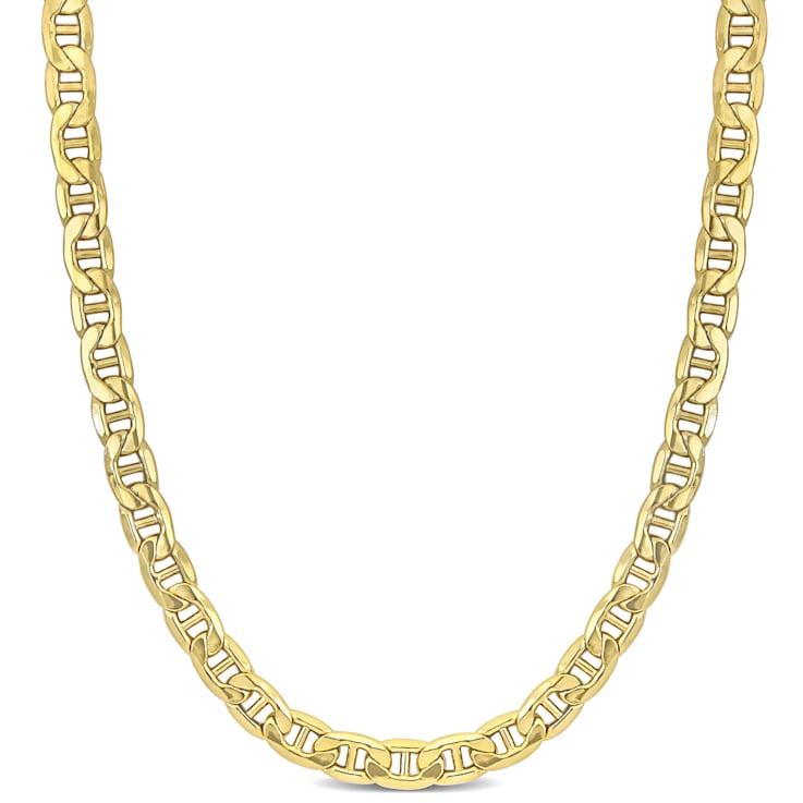 20 Inch Figaro Link Chain Necklace in 10k Yellow Gold (7 mm)