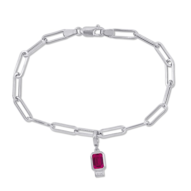 1 2/5 CT TGW Created Ruby and Created White Sapphire Bracelet in
Sterling Silver