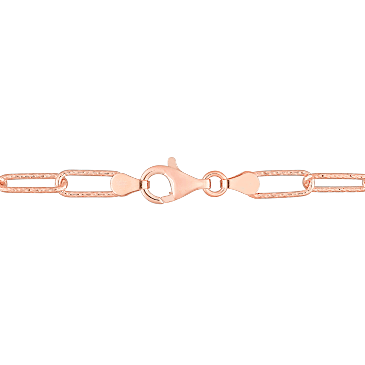 5MM Fancy Paperclip Chain Bracelet in 18K Rose Gold Over Sterling Silver