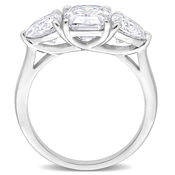 4 1/10 CT TGW Created Moissanite 3-Stone Ring in Sterling Silver