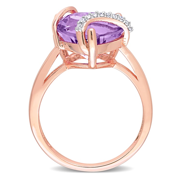6 1/2 CT TGW Amethyst and Diamond Accent Heart Ring in Rose Plated
Sterling Silver