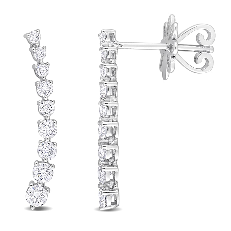 5/8 CT TW Diamond Curved Line Earrings in 14K White Gold