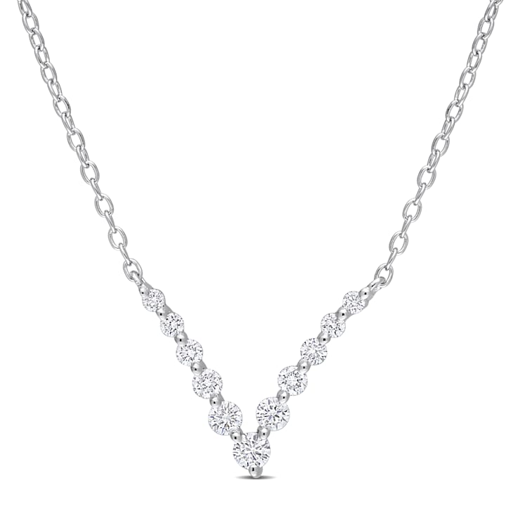 1/3 CT TGW Lab Grown Diamond "V" Necklace in Platinum Plated
Sterling Silver