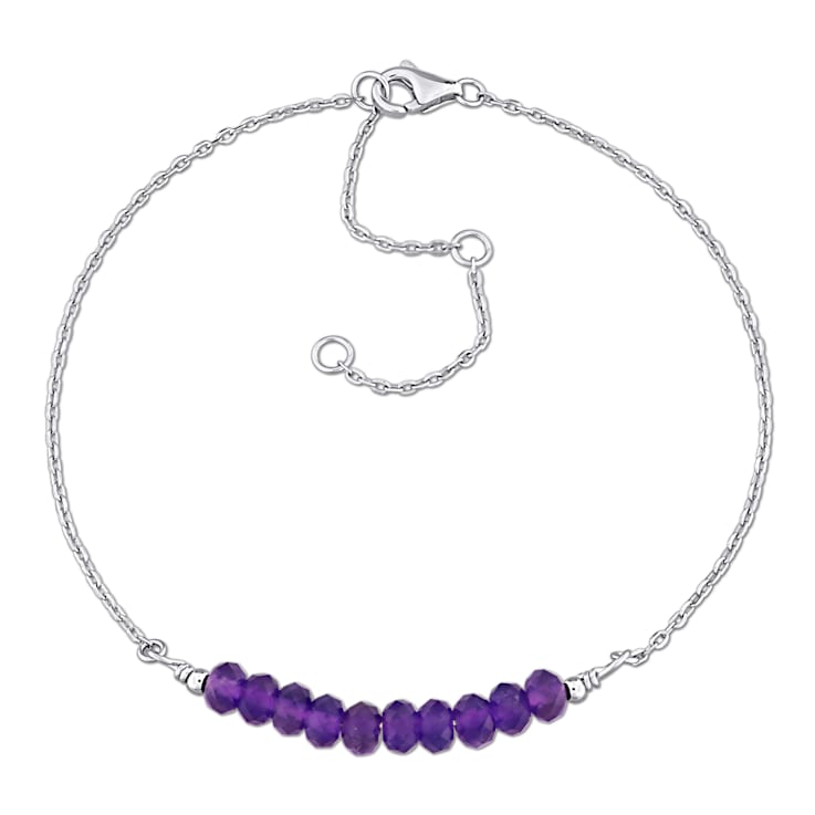 1 1/2 CT TGW Amethyst Bead Bracelet in Sterling Silver