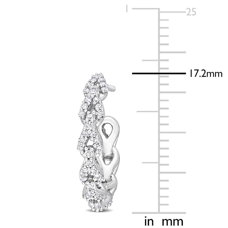1/3 CT TW Diamond Hoop Earrings in 10k White Gold