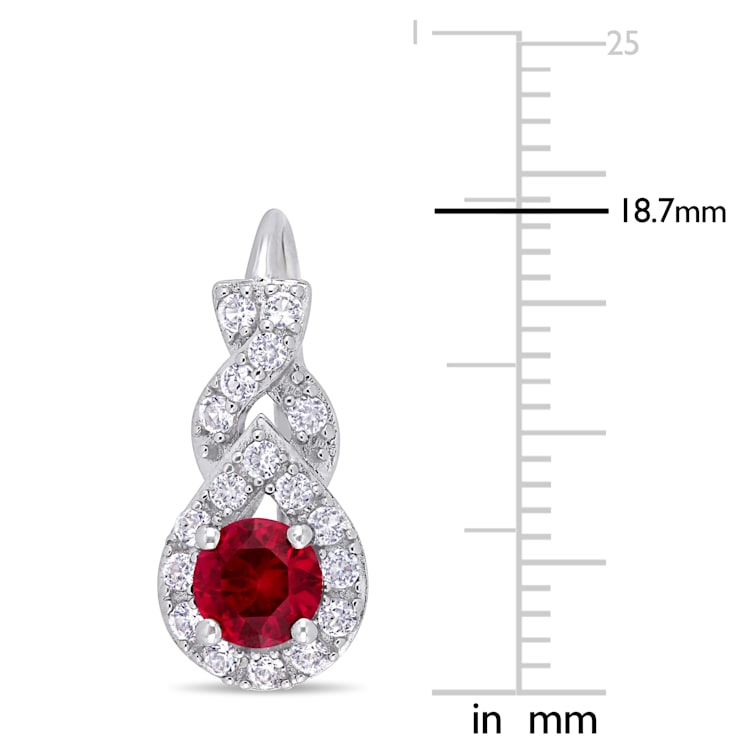1 7/8 CT TGW Created Ruby and White Sapphire Twist Leverback Earrings in
Sterling Silver