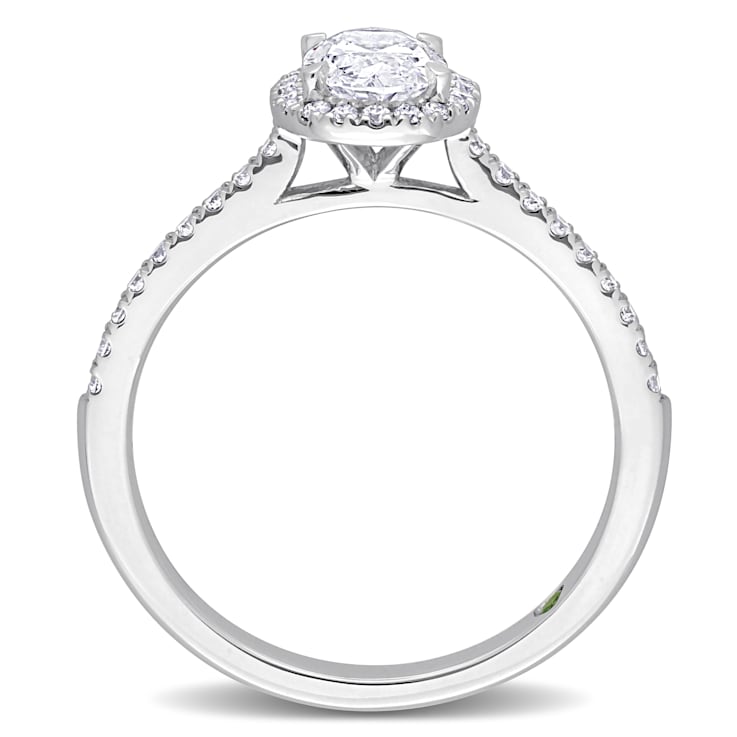 1 CT TGW Lab Grown Diamond with Tsavorite Accent Halo Engagement Ring in
14K White Gold