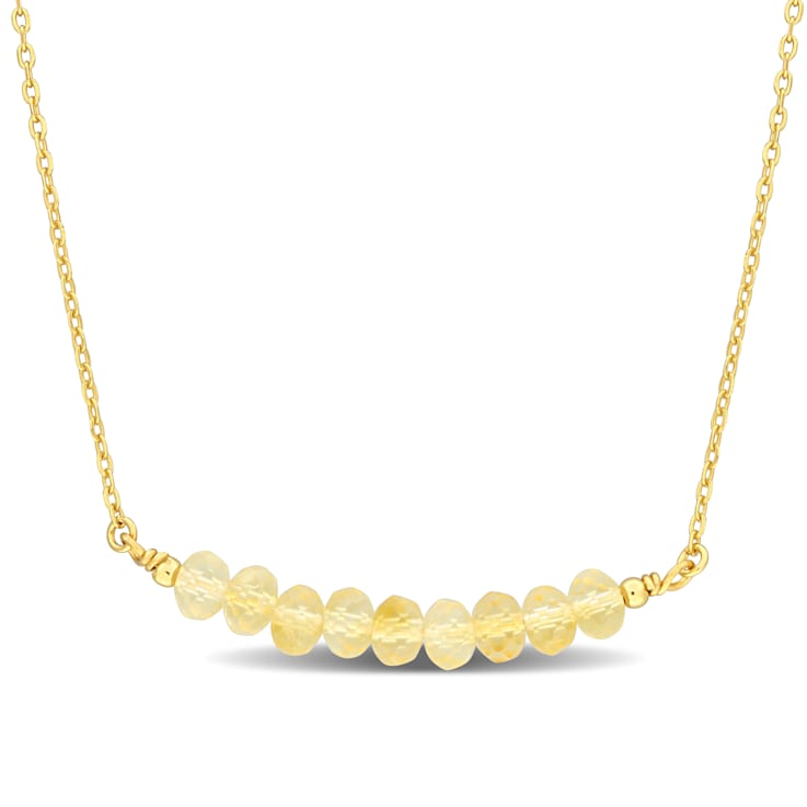 4/5ctw Citrine Bead Bar Necklace in Yellow Plated Sterling Silver